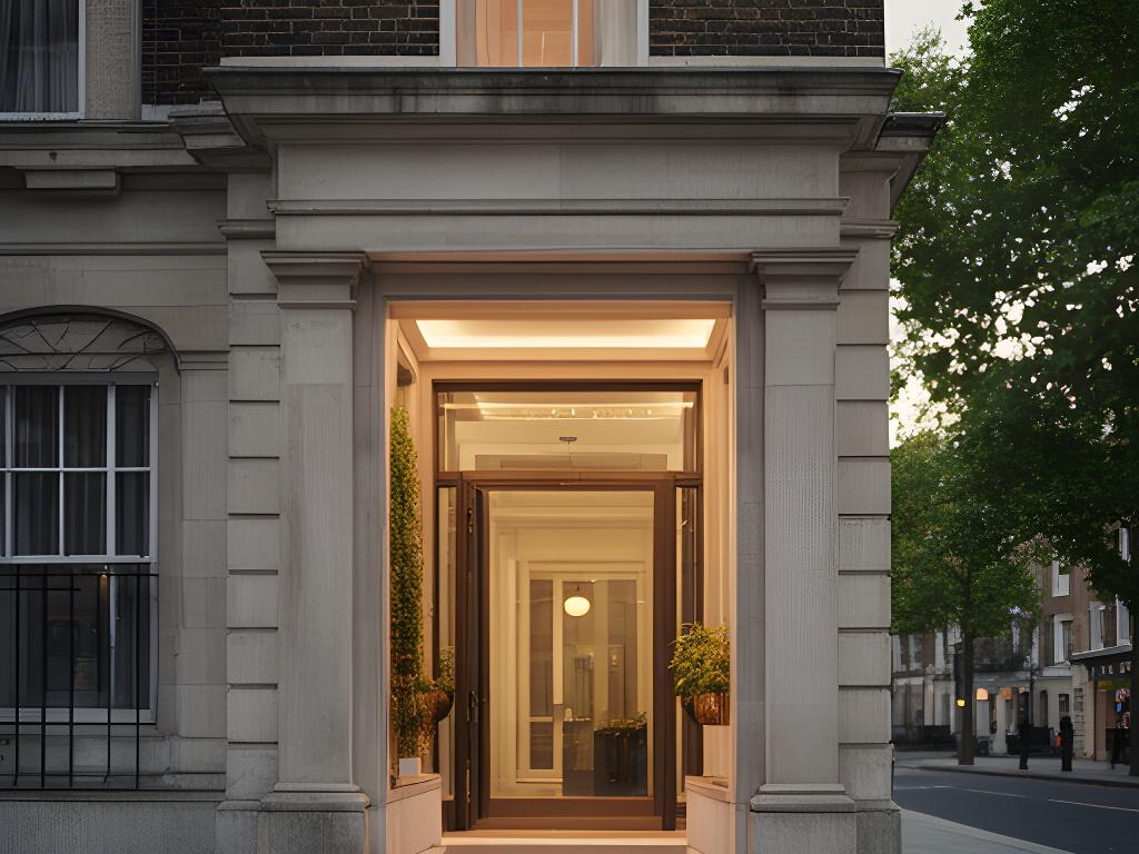 The Stratton Scott Drafting office frontage at Gloucester Gate Mews in London with a warm professional entrance